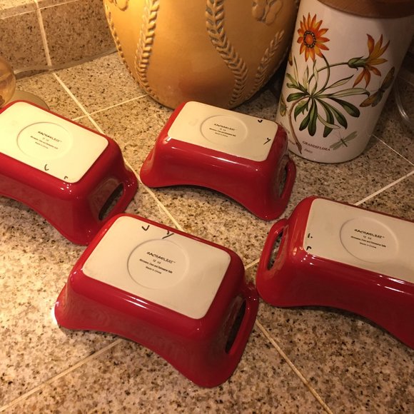 4 Rachael Ray Stoneware Square Casserole Red 12oz. Baking Dishes - Picture 4 of 5